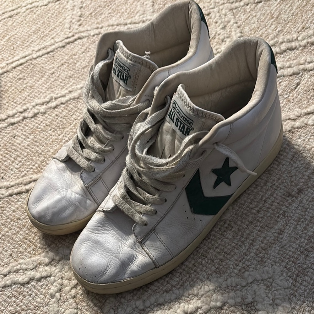 Converse All Star White and Green Sneakers